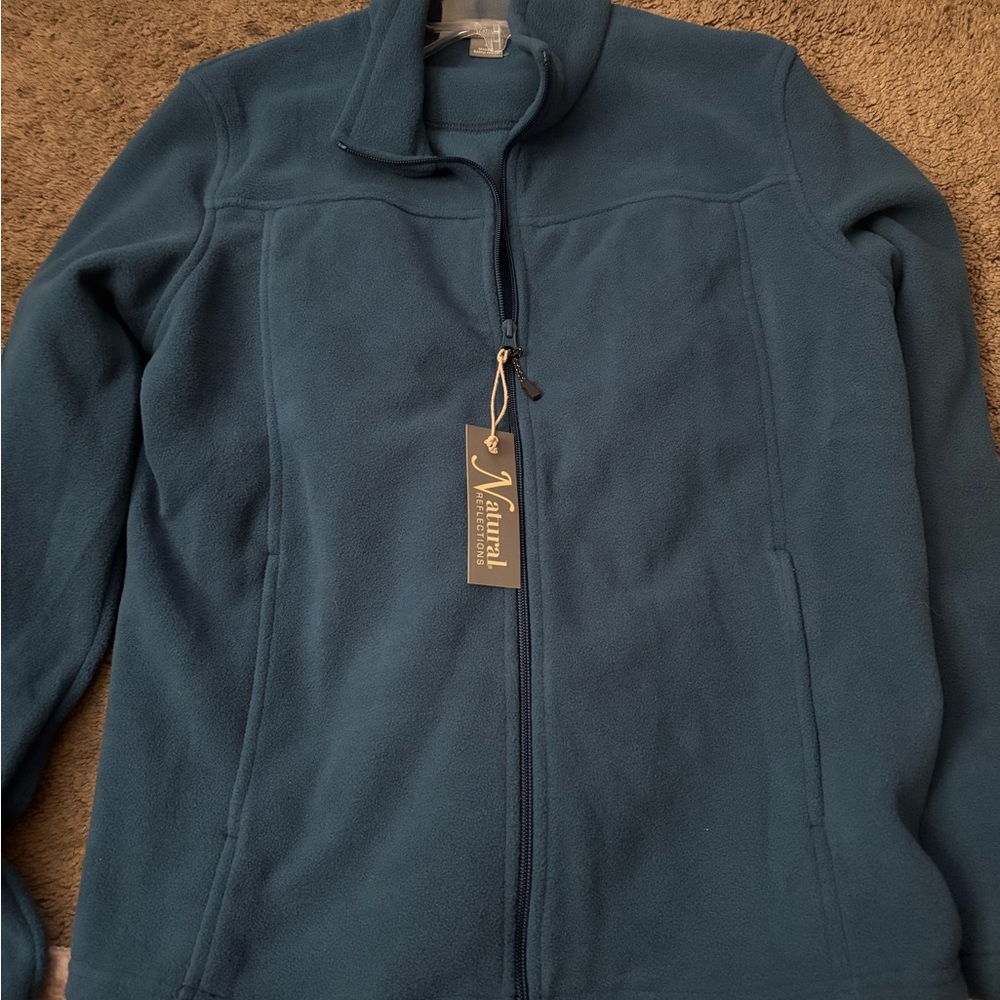 Teal Fleece Zip-Up Jacket